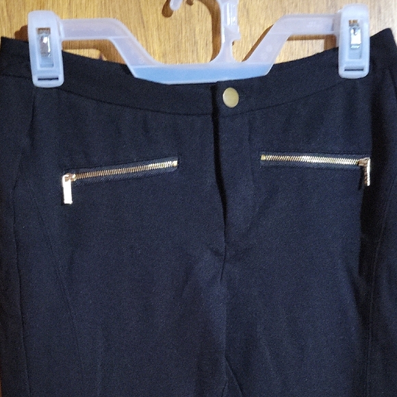 IMAN Black Pants with Gold Zipper Accents - Picture 3 of 4